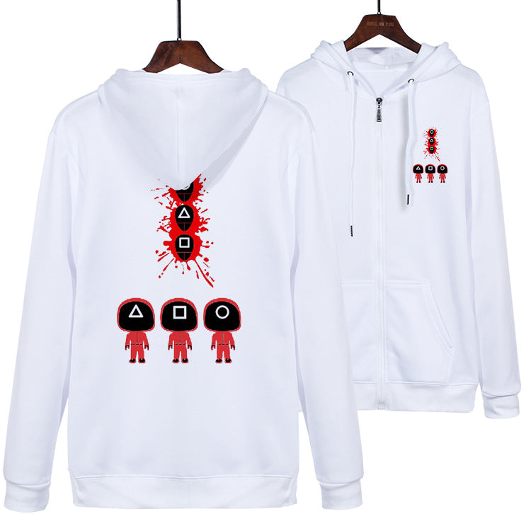Squid Game Costume Couple Hoodie Casual Zipper Sweater for Men and Women