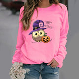 Halloween Costumes Pattern Printing Long Sleeve Crew Neck Sweater Female