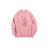 Men Sweater Street Tide Brand Flower Embroidered Sweater Men's Trendy Loose round Neck Sweater