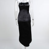 Taffeta Dress Temperament High Waist Slit Dress