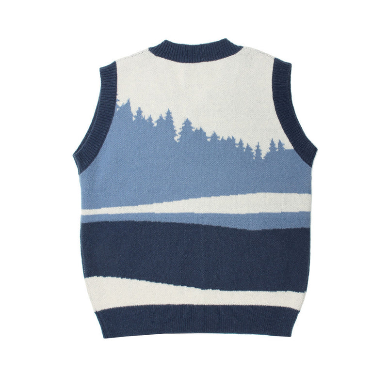 Men Sweater Polar Bear Embroidery Color Matching Sweater Vest Men Vest Coat