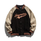 Man Fall Outfis Autumn Vintage Contrast Color Corduroy Letters Embroidered Baseball Uniform Preppy Style Top Men