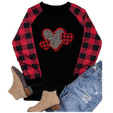 Valentine's Day T Shirt Heart Printing Cotton Women's Long Sleeve