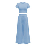 Coachella Music Festival Outfits Fashion Solid Color Women 'S Short Short Sleeve T-shirt Suit