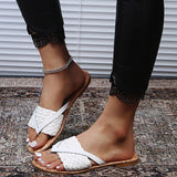 Women Open Toe Sandals Flats Summer Flip-Flops Flat Casual Large Size Beach Sandals
