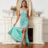 Skin Tight Long Dresses Spaghetti Strap Light Luxury Sequined Evening Dress for Women
