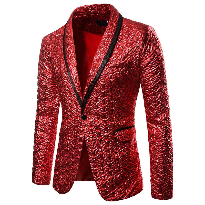 Men Prom Outfits Gilded Pleated Solid Color