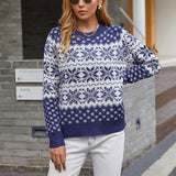Women Pullover Knit Sweater Christmas Sweater Women's Autumn and Winter Snowflake Sweater Holiday Coat