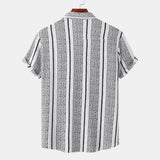 Camp Collar Shirt Color Contrast Patchwork Printed Short Sleeve