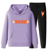 Vlone Hoodie & Pants 2 Piece Set Printed Sweater Casual