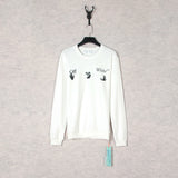 Off White Sweatshirts Autumn And Winter Green Lightning Arrow Pattern Round Neck Sweater