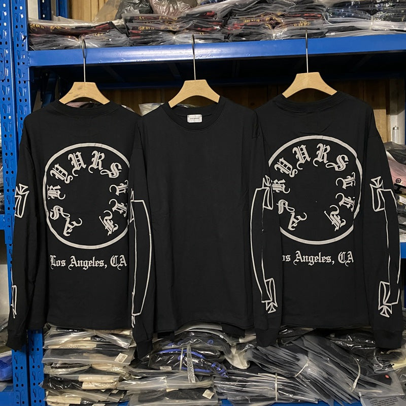 Askyurself T Shirt Spring and Autumn Retro Loose Men's Long-Sleeved T-shirt