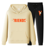 Vlone Hoodie & Pants 2 Piece Set Printed Sweater Casual