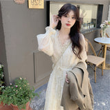 Regency Dress Gentle Elegant Floral Chiffon Dress