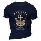 Man T Shirt Cotton round Neck Heat Transfer Patch Short Sleeve Shirt