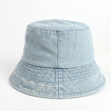 Denim Bucket Hat Fishing Cap Cotton Print Fisherman Hat Fashion Retro Alphabet Embroidery Sunhat