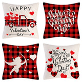 Valentine's Day Pillow Covers 4 Piece Random Styles Together, Truck Love Balloon Bicycle Ornament Pillow Cushion