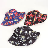 Bucket Hat Fishing Cap Cotton Print Fisherman Hat Maple Leaf Hat Female Outdoor Leisure Basin Hat