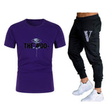 Vlone T Shirts & Pants 2 Piece Set Summer Men'S Short Sleeve T-Shirt Loose Leisure Sports