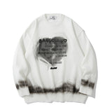 Men Sweater Heart Letter Printed Knitwear Men Loose Pullover