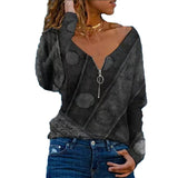 Romanian Gypsy Outfits Long-Sleeve Zipper T-shirt Women's Bottoming Shirt