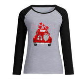 Valentine's Day T Shirts Couples Pullover round Neck Women's Long-Sleeved T-shirt