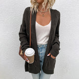 Women's Cardigan Knit Sweater Women's Mid-Length Cardigan for Autumn and Winter