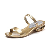 Women Open Toe Sandals Flats Spring Square Heel Peep Toe Solid Color Sandals