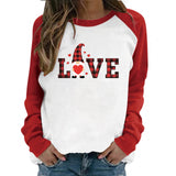 Valentine's Day T Shirt Valentine's Day Long Sleeve Women's Long Sleeve Printed Raglan