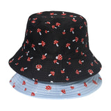 Mushroom Hat Summer Sun Hat Mushroom Print Bucket Hat Ladies