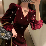 Maxi Burgundy Dress Formal Red, Long Skirt Dress Women's Autumn and Winter Long Dress