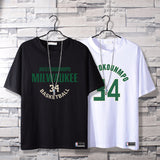 Basketball Sports T Shirt Nba Stag No. 34 Basketball Sports Student Short Sleeve T-Shirt Men