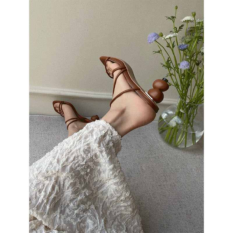 Nude Low Block Heel Toe Baring Sandal