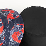 Bucket Hat Fishing Cap Cotton Print Fisherman Hat Cartoon Bucket Hat Female Printing Leaves Sunshade Sun Protection Hat