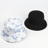 Bucket Hat Fishing Cap Cotton Print Fisherman Hat Leisure Basin Hat Men and Women Black Hat