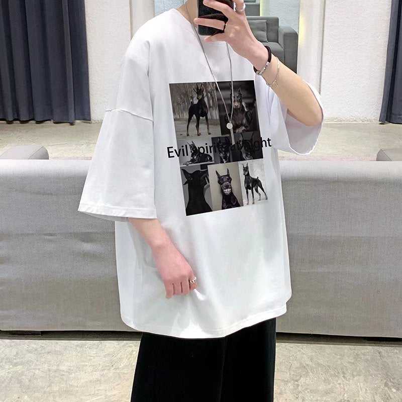 Men T-Shirts Printed Half Sleeve Loose round Neck