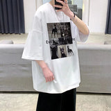 Men T-Shirts Printed Half Sleeve Loose round Neck