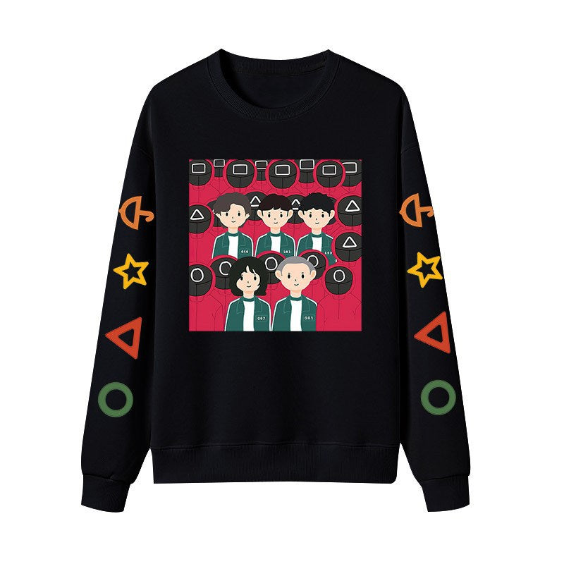 Squid Game Costume Foreign Trade in Stock Squid Game Casual Fashion Men's Women's round Neck Long Sleeve Sweater Pullover