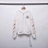 Off White Hoodie With Arrow Print Printed Cotton Sweater Zipper Coat Owt