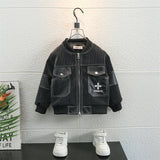 Toddler Boys Jackets Boy's Leather Jacket Coat Autumn Spring and Autumn