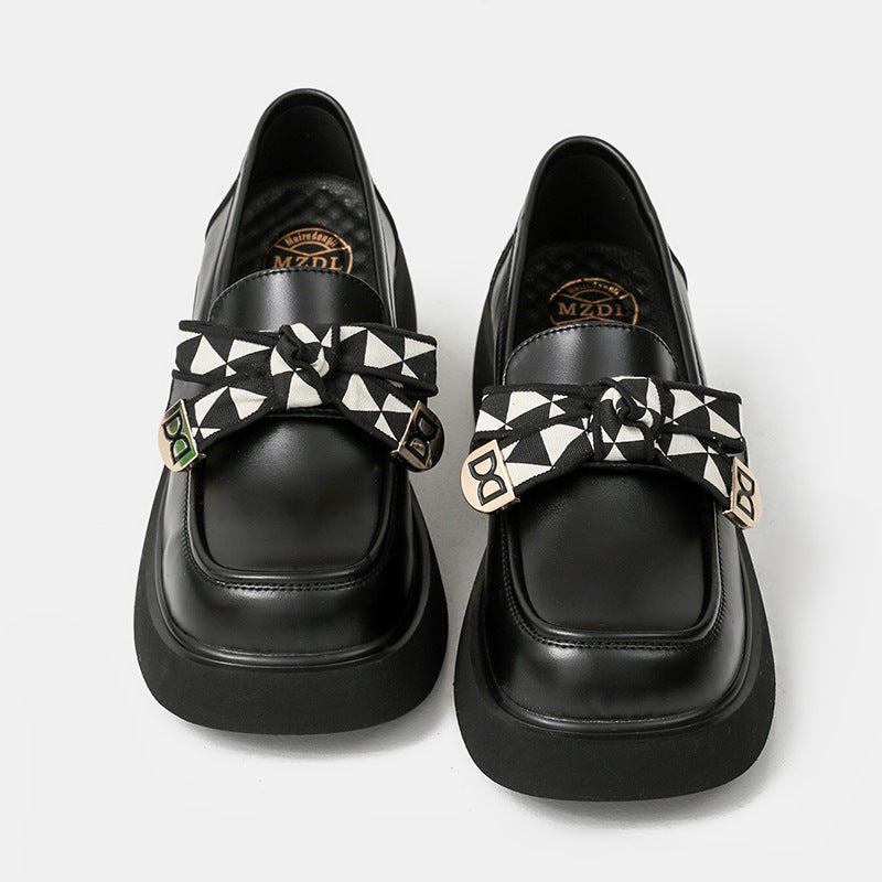 Mary Jane Shoes Platform Loafers Thick Heel Leather Shoes Female