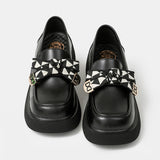 Mary Jane Shoes Platform Loafers Thick Heel Leather Shoes Female