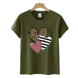 Valentine's Day T Shirts Couples Leopard Print Heart Printing Women's Pullover Short Sleeve T-shirt