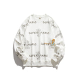 Crew Neck Sweatshirts for Men Men's Cartoon Mario Fun Printing Casual round Neck Sweater Male