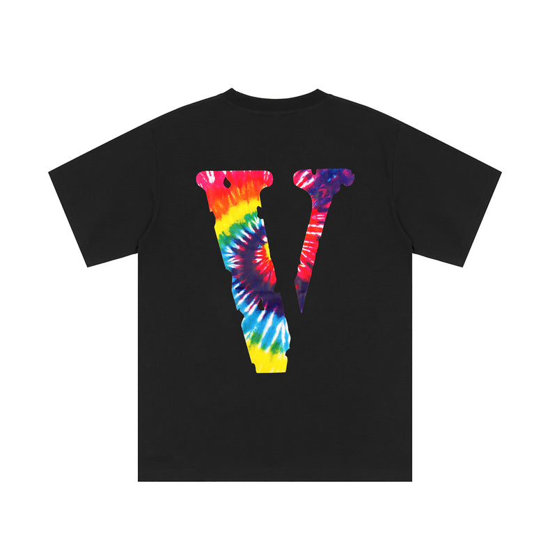 Vlone Mexico Shirt Summer Hip Hop Dazzling Color Letters V Printed Short Sleeve