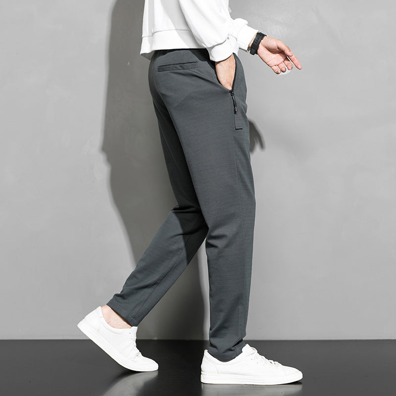 Grey Sweatpants Men's Spring and Autumn Straight Loose Winter Gray with Zipper Sports