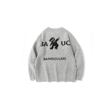 Men Sweater Cartoon Jacquard Sweater Men's Loose round Neck Pullover