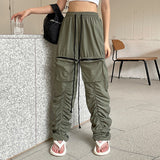 Julia Fox Low Rise Jeans Pleating Casual Pants with Large Pockets Hot Girls