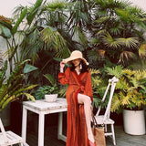Coachella Music Festival Outfits Red Dress Women's Summer Beach Seaside Dress
