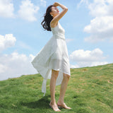 Coachella Music Festival Outfits Summer Beach Dress Backless Suspender Midi Dress